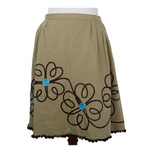 Moschino Cheap & Chic Khaki Beaded Skirt Womens Size 10 Rare Designer Italy